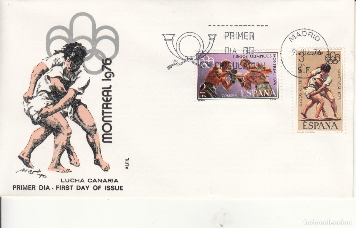 Sellos: SOBRE: 1976 MADRID. MONTREAL 76 - LUCHA CANARIA