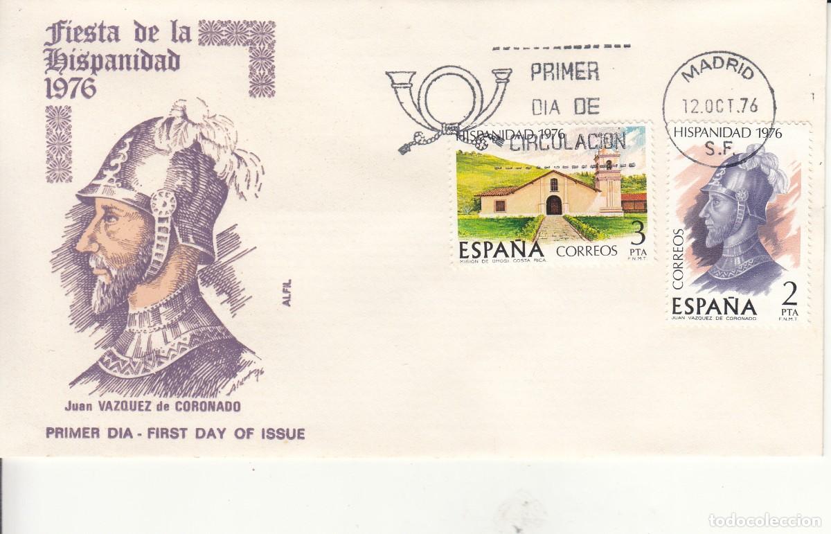 Sellos: SOBRE: 1976 MADRID. FIESTA DE LA HISPANIDAD - JUAN VAZQUEZ DE CORONADO
