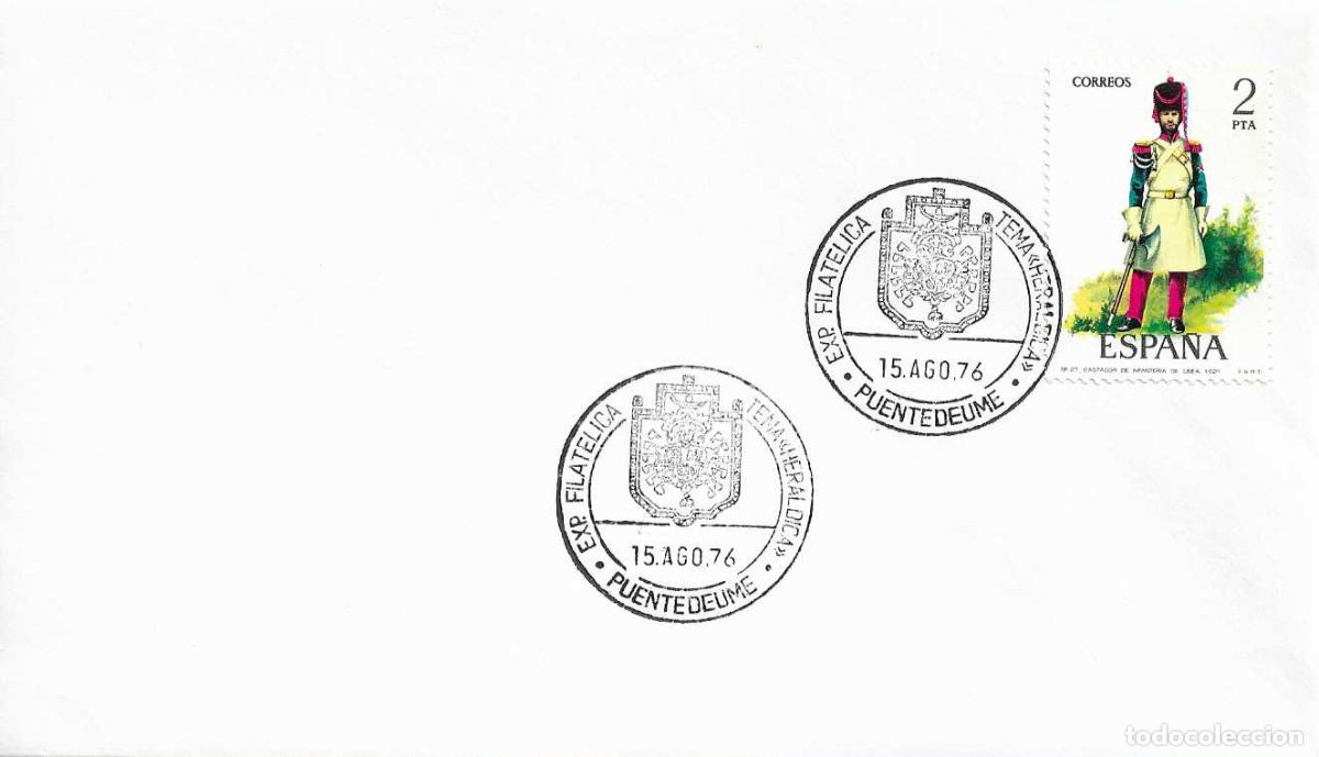 Sellos: TEMA HERALDICA EXPOSICION FILATELICA, PUENTEDEUME (LA CORU&Ntilde;A) 1976. MATASELLOS EN SOBRE RWR