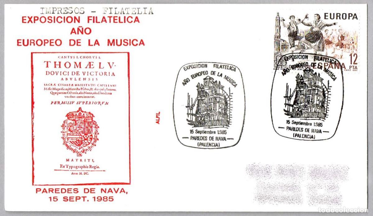 Sellos: Matasellos A&Ntilde;O EUROPEO DE LA MUSICA- ORGANO. Paredes de Nava, Palencia, 1985