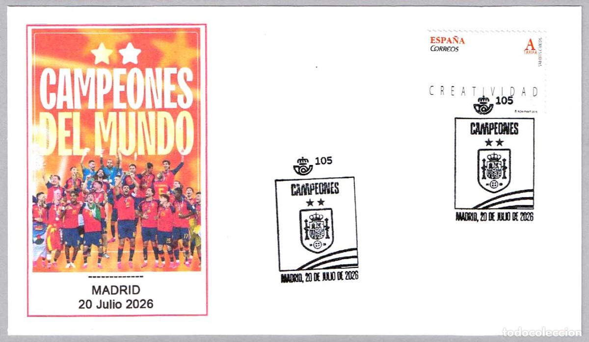 Sellos: Matasellos CAMPEONES DEL MUNDO - FUTBOL. Madrid 2026