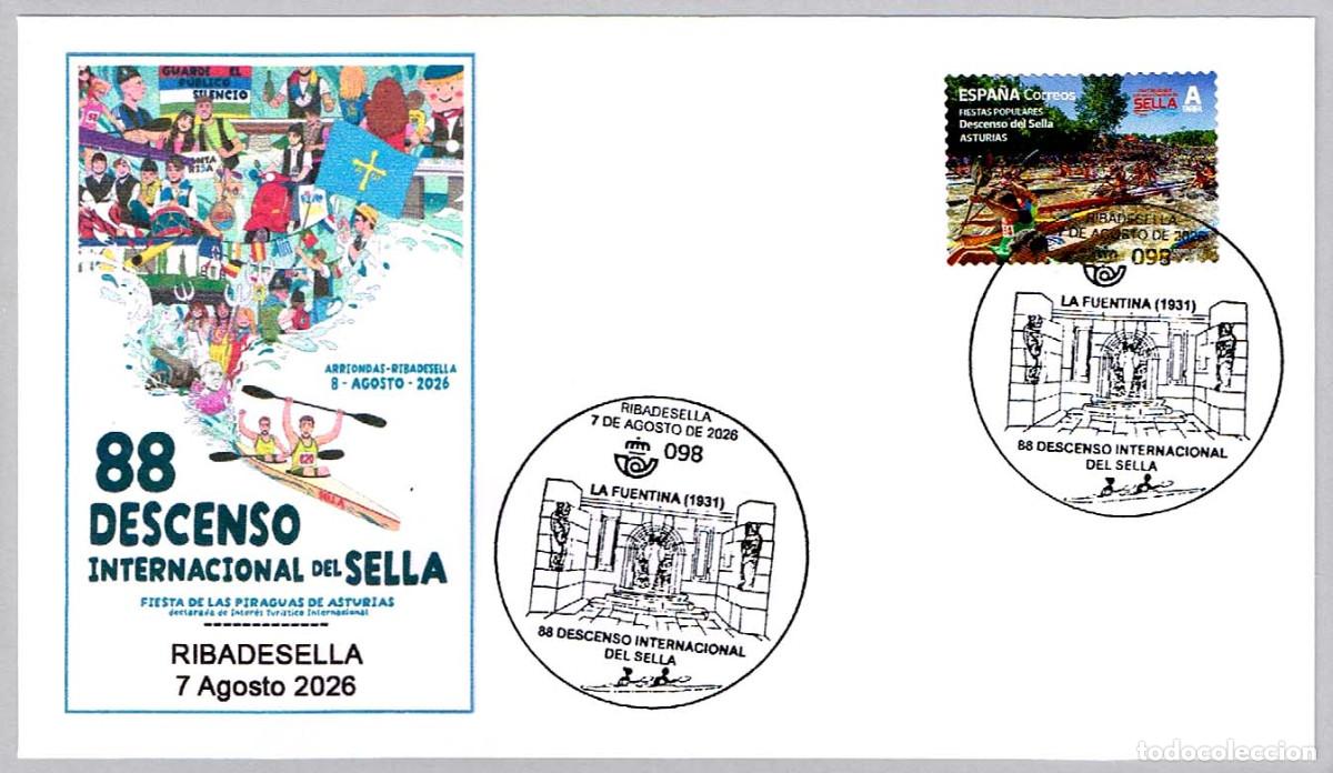 Sellos: Matasellos 88 DESCENSO INTERNACIONAL DEL SELLA. Ribadesella, Asturias, 2026
