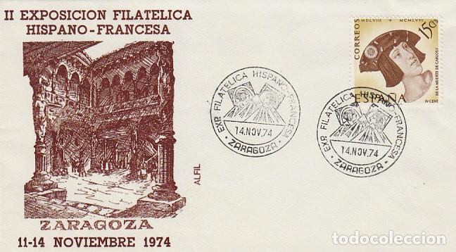 Sellos: A&Ntilde;O 1974, ZARAGOZA, exposicion filatelica hispano francesa, SOBRE DE ALFIL