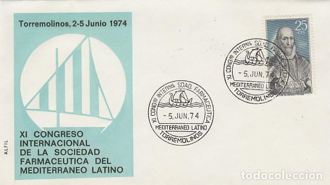 Sellos: A&Ntilde;O 1974, TORREMOLINOS (MALAGA), SOCIEDAD FARMACEUTICA DEL MEDITERRANEO, MEDICINA, EN SOBRE DE ALFIL