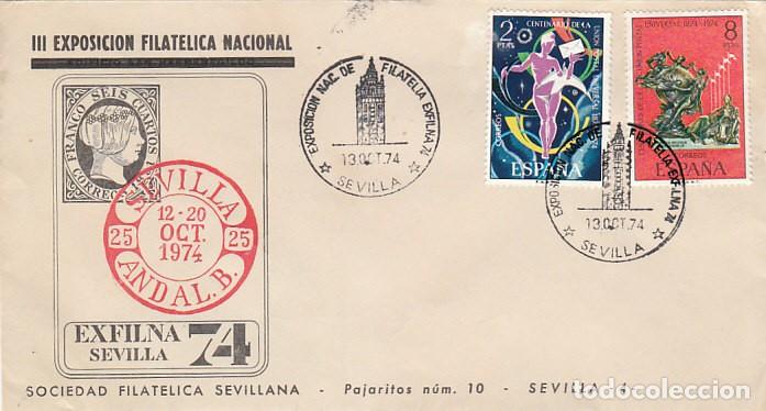 Sellos: A&Ntilde;O 1974, SEVILLA, EXFILNA. LA GIRALDA, SOBRE DE LASOCIEDAD FILATELICA SEVILLANA