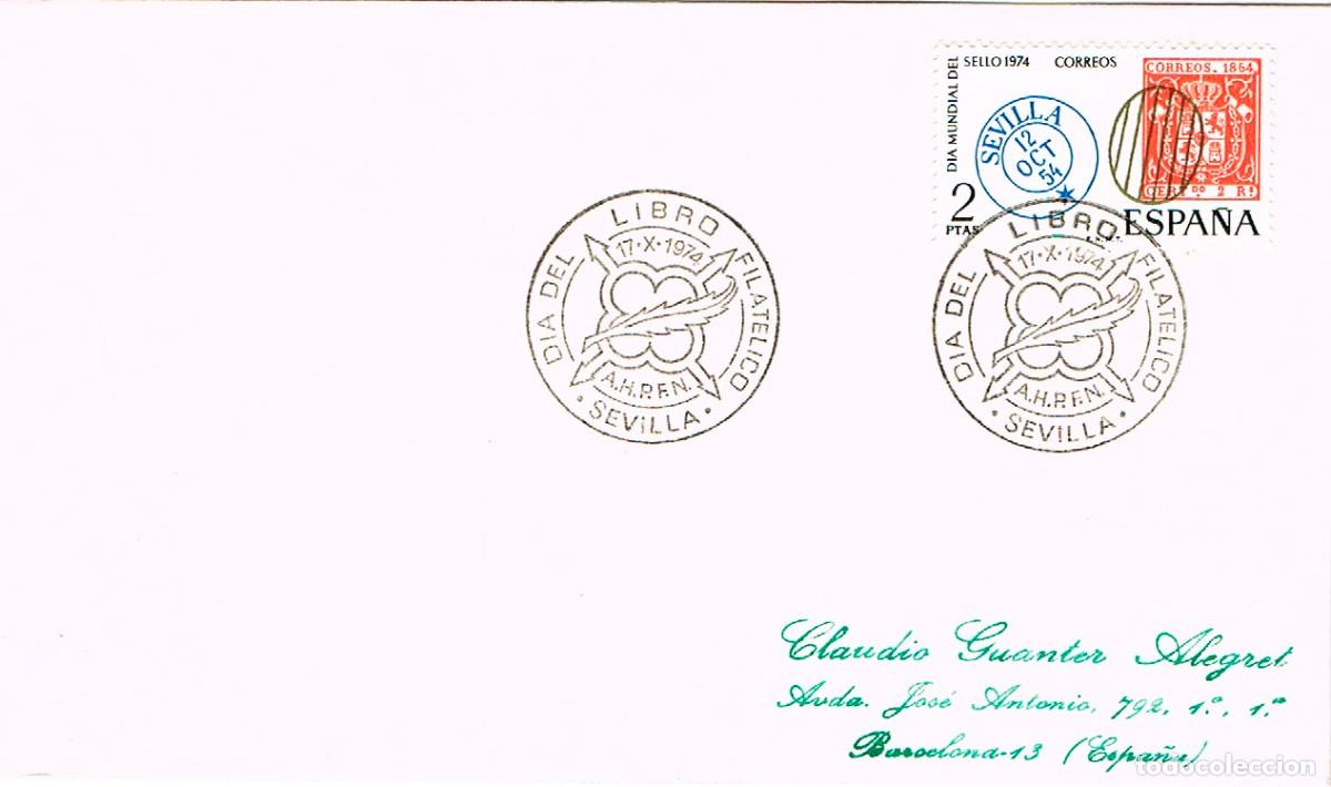 Sellos: A&Ntilde;O 1974, SEVILLA, EXFILNA. DIA DEL LIBRO FILATELICO