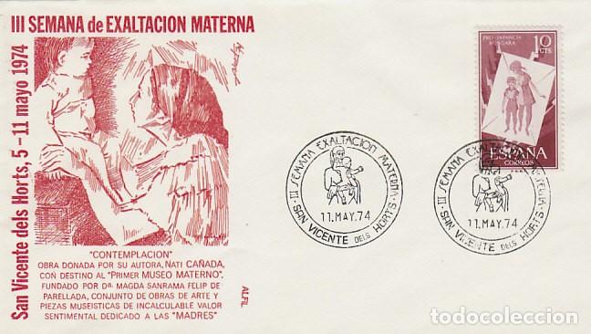 Sellos: A&ntilde;o 1974, SAN VICENTE DELS HORTS, SEMANA DE EXALTACION MATERNA, SOB RE DE ALFIL