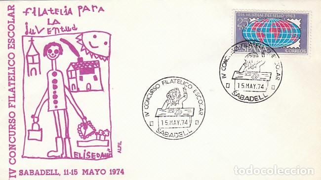 Sellos: A&Ntilde;O 1974, SABADELL (BARCELONA), CONCURSO FILATELICO ESCOLAR, SOBRE DE ALFIL