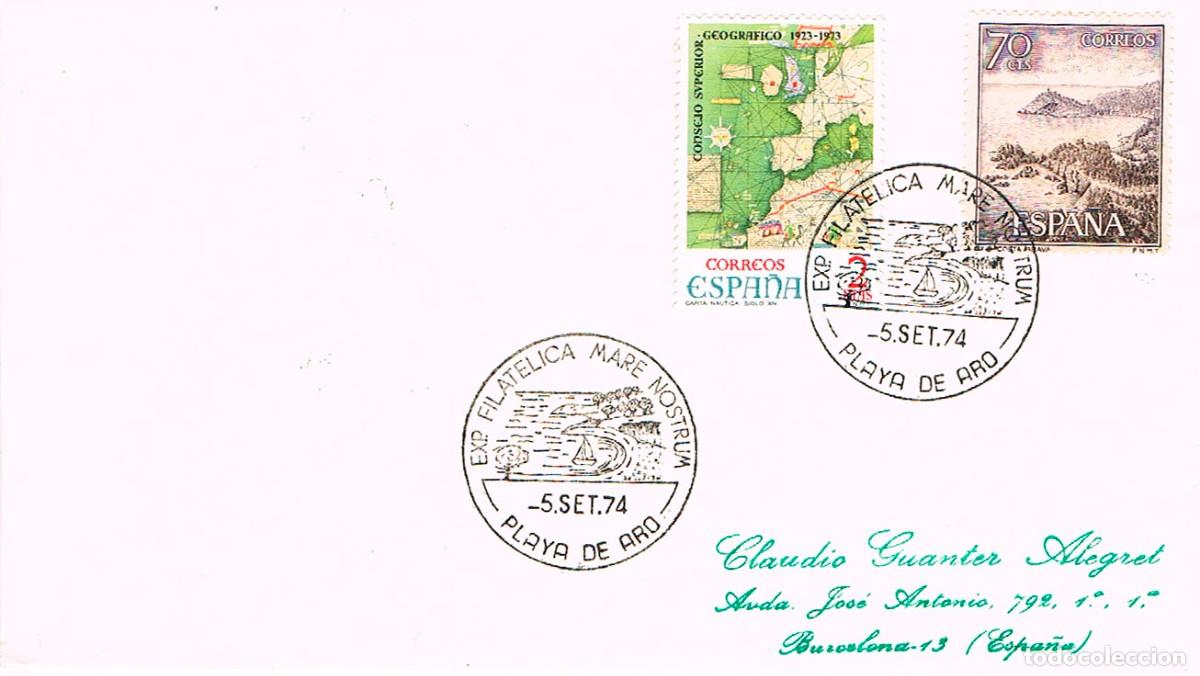 Sellos: A&Ntilde;O 1974, Playa de Aro (Gerona), exposicion Mare Nostrum