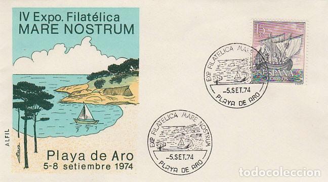 Sellos: A&Ntilde;O 1974, Playa de Aro (Gerona), exposicion Mare Nostrum, EN SOBRE DE ALFIL