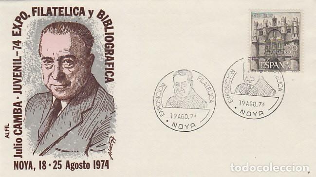 Sellos: A&Ntilde;O 1974, NOYA (LA CORU&Ntilde;A), HOMENAJE A JULIO CAMBA, EN SOBRE DE ALFIL
