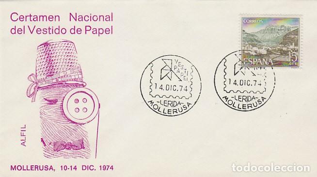 Sellos: A&Ntilde;O 1974, MOLLERUSA (LERIDA), CERTAMEN NACIONAL DEL VESTIDO DE PAPEL, EN SOBRE DE ALFIL