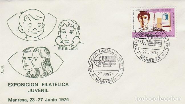 Sellos: A&Ntilde;O 1974, MANRESA, EXPOSICION FILATELICA JUVENIL, SOBRE DE ALFIL