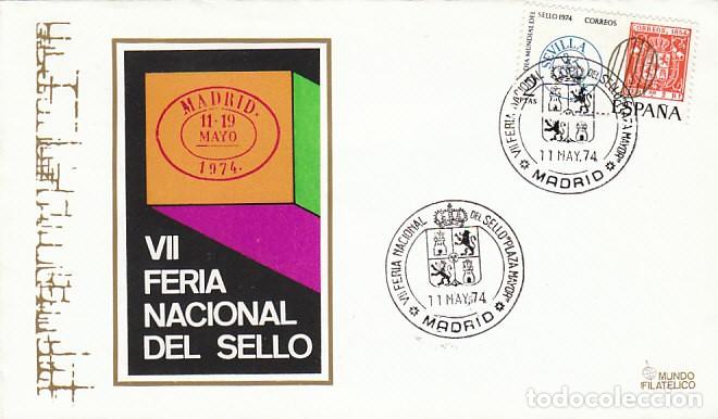 Sellos: A&Ntilde;O 1974, MADRID, FERIA NACIONAL DEL SELLO PLAZA MAYOR, ESCUDO, EN SOBRE DE MUNDO FILATELICO
