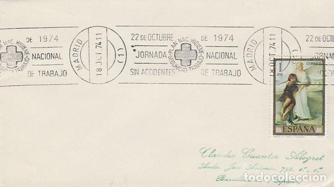 Sellos: A&Ntilde;O 1974, MADRID, Jornada nacional sin accidentes de trabajo, rodillo
