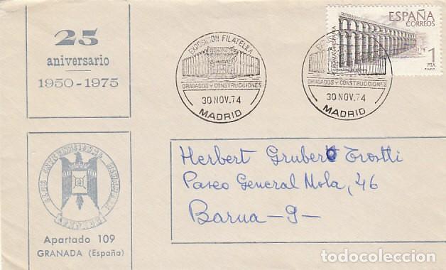Sellos: A&Ntilde;O 1974, MADRID, EXPOSICION DE DRAGADOS Y CONSTRUCCIONES, EN SOBRE DEL CLUB ALHAMBRA