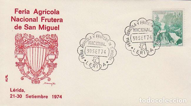 Sellos: A&Ntilde;O 1974, LERIDA, FERIA AGRICOLA Y FRUTERA DE SAN MIGUEL, SOBRE DE ALFIL