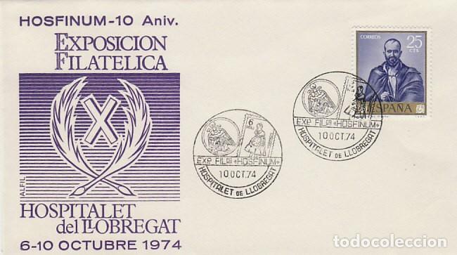Sellos: A&Ntilde;O 1974, HOSPITALET DE LLOBREGAT. 10&ordm; ANIVERSARIO DE HOSFINUM, SOBRE DE ALFIL