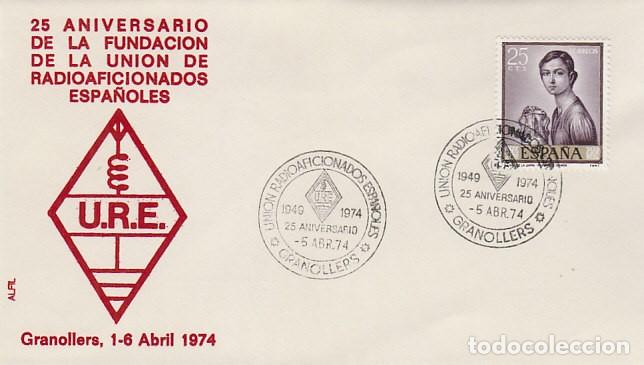 Sellos: A&Ntilde;O 1974, GRANOLLERS, 25 aniversario de la union de radioaficionados espa&ntilde;oles URE, SOBRE DE ALFIL