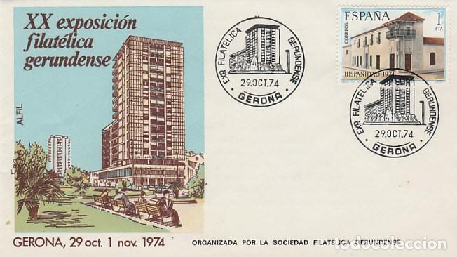 Sellos: A&Ntilde;O 1974, GERONA, EXPOSICION DE LA SOCIEDAD FILATELICA GERUNDENSE, SOBRE DE ALFIL