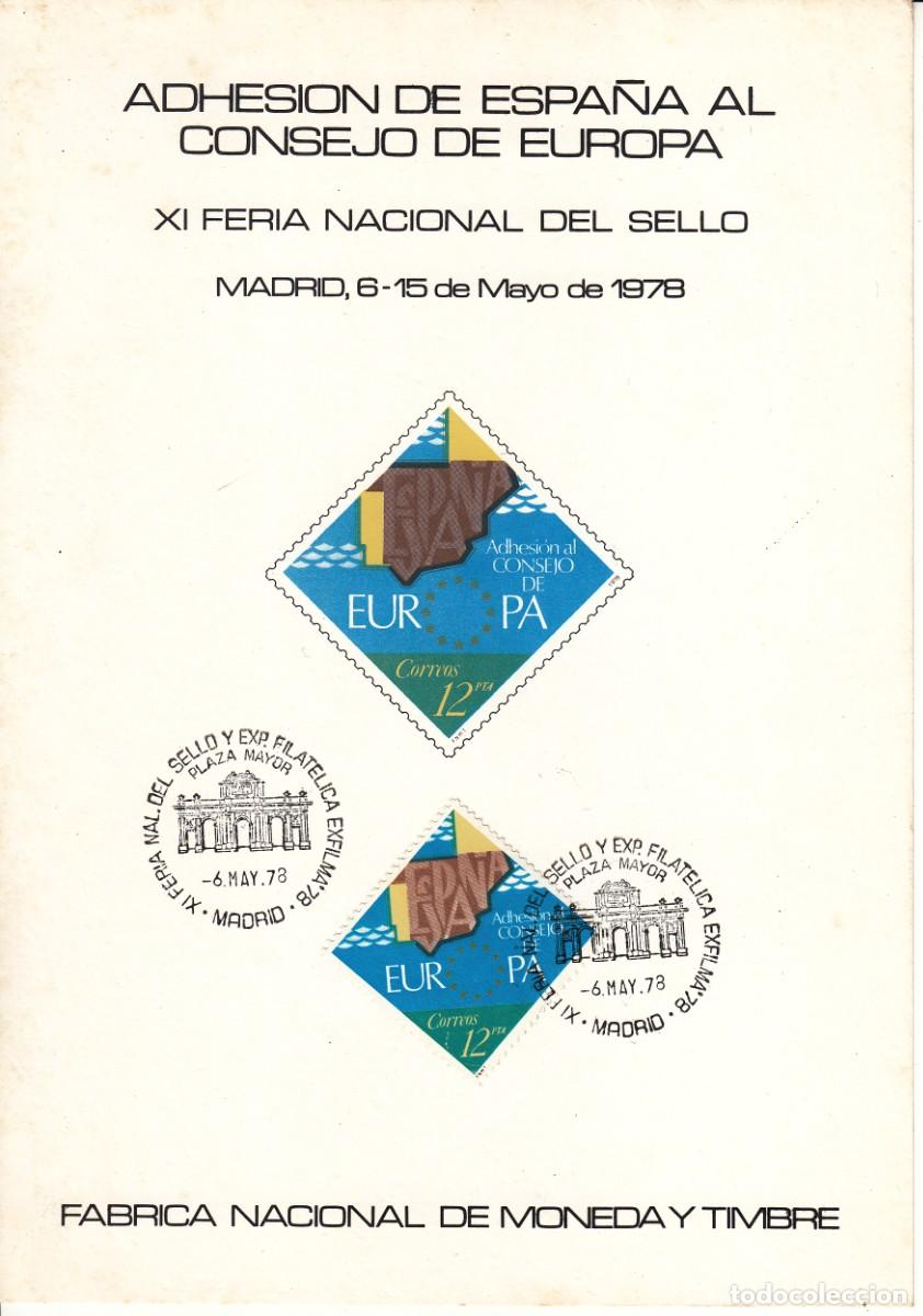 Sellos: HOJA 1978 MADRID: ADHESION DE ESPA&Ntilde;A AL CONSEJO DE EUROPA
