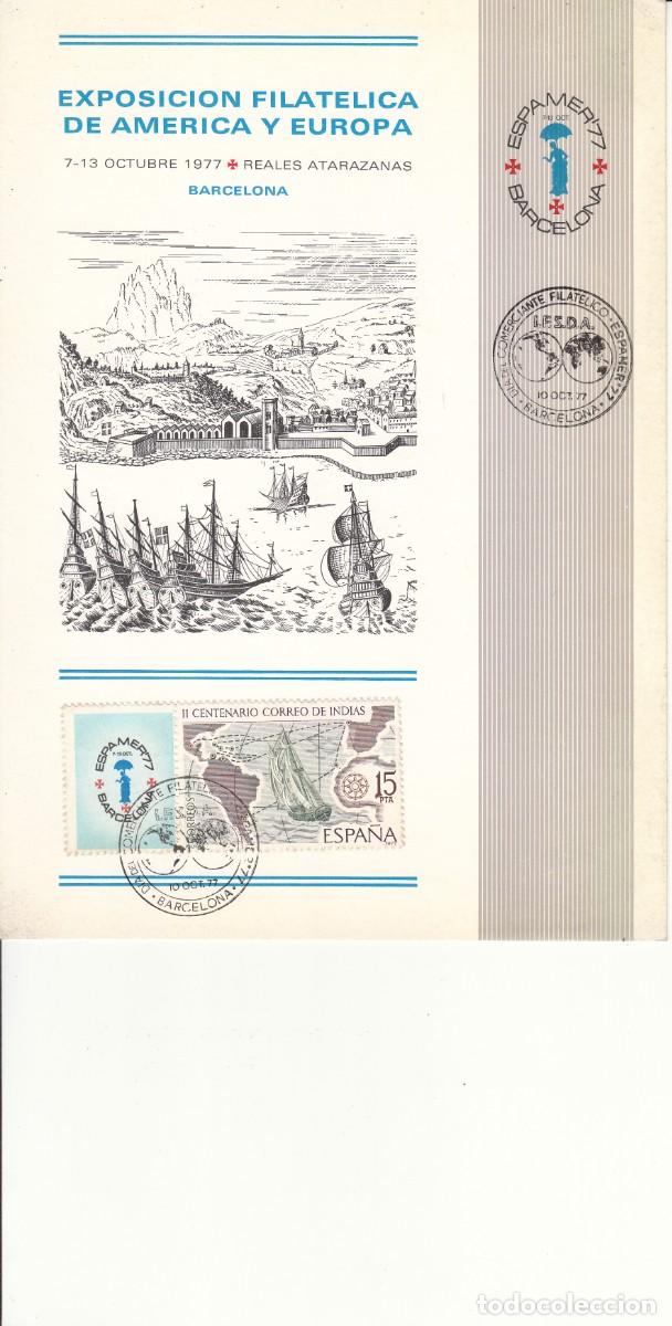Sellos: HOJA 1977 BARCELONA: EXPOSICION FILATELICA DE AMERICA Y EUROPA