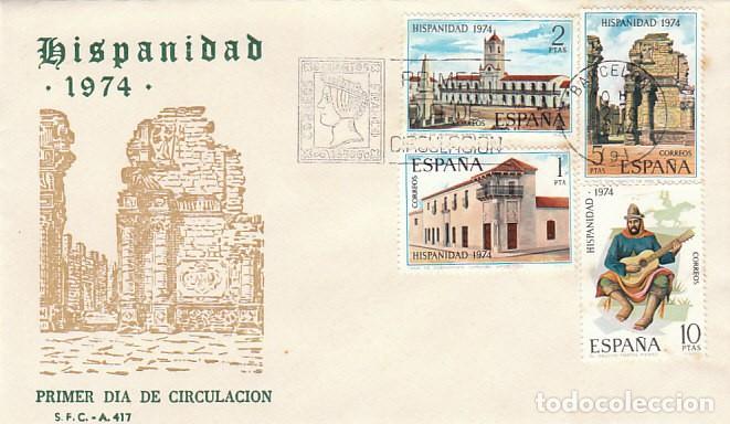 Sellos: EDIFIL 2213/6, HISPANIDAD: ARGENTINA, PRIMER DIA DE 12-10-1974 SOBRE DEL SFC