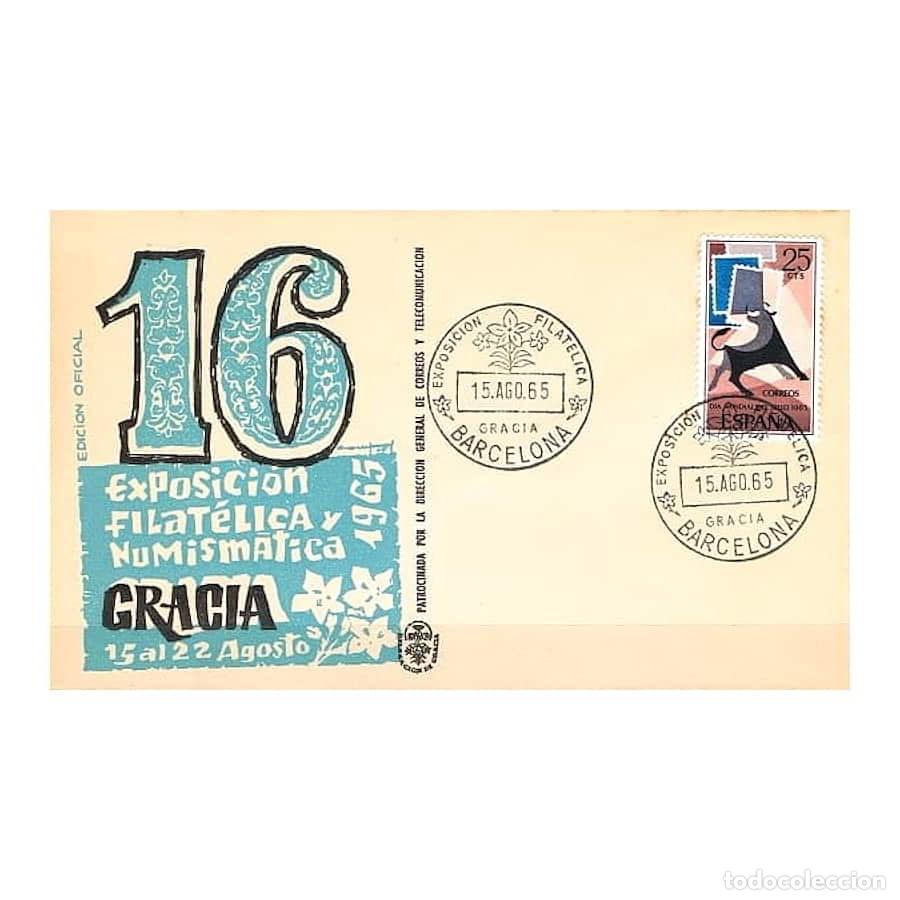 Selos: Espa&ntilde;a 1965 [FDC] D&iacute;a del Sello, 25 c. Exp. Fil. de Gracia 1965 (N)