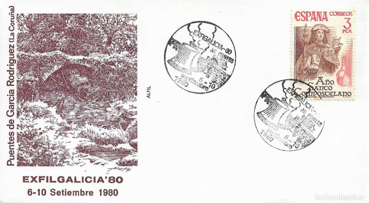Sellos: CENTRAL TERMICA AS PONTES GARCIA RODRIGUEZ (LA CORU&Ntilde;A) 1980 MATASELLO EXFIGALICIA 80 SOBRE ALFIL RWR