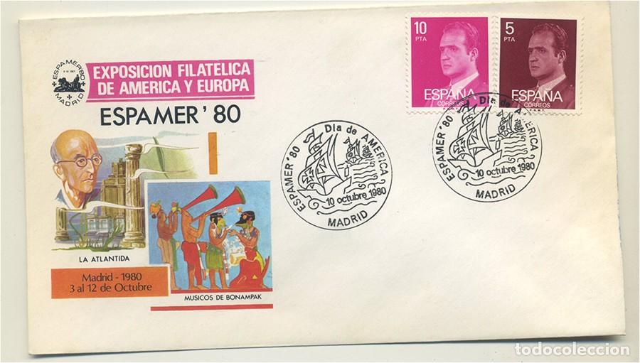 Sellos: SOBRE ESPAMER 80 CON MATASELLOS MADRID 10 OCTUBRE 1980 DIA DE AMERICA
