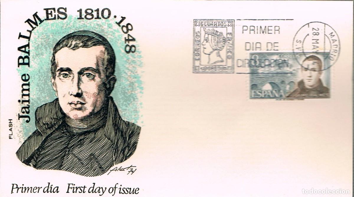 Sellos: EDIFIL 2180, JAIME BALMES, PRIMER DIA DE 24-5-1974 SOBRE DE ALFIL