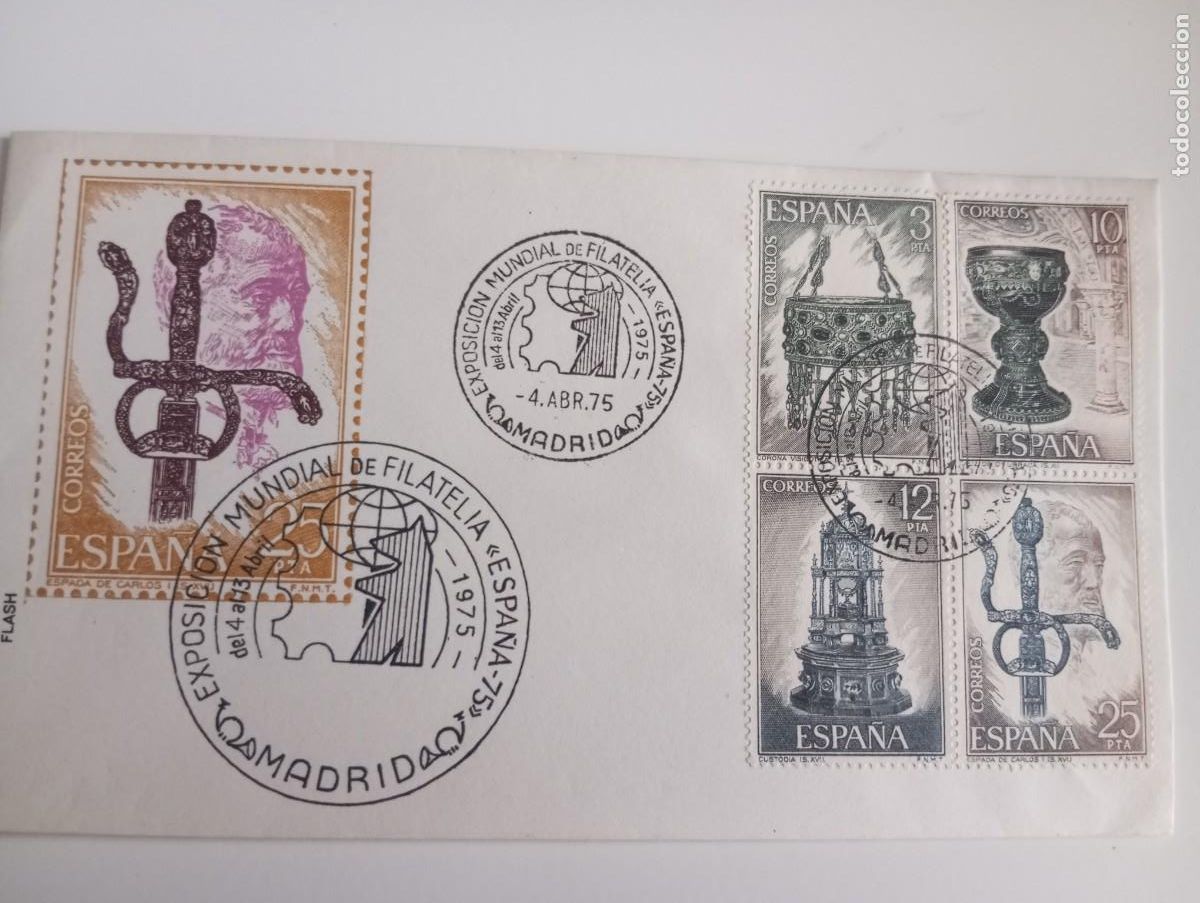 Stamps: ESPA&Ntilde;A, 1975, EXPOSICI&Oacute;N MUNDIAL DE FILATELIA MADRID
