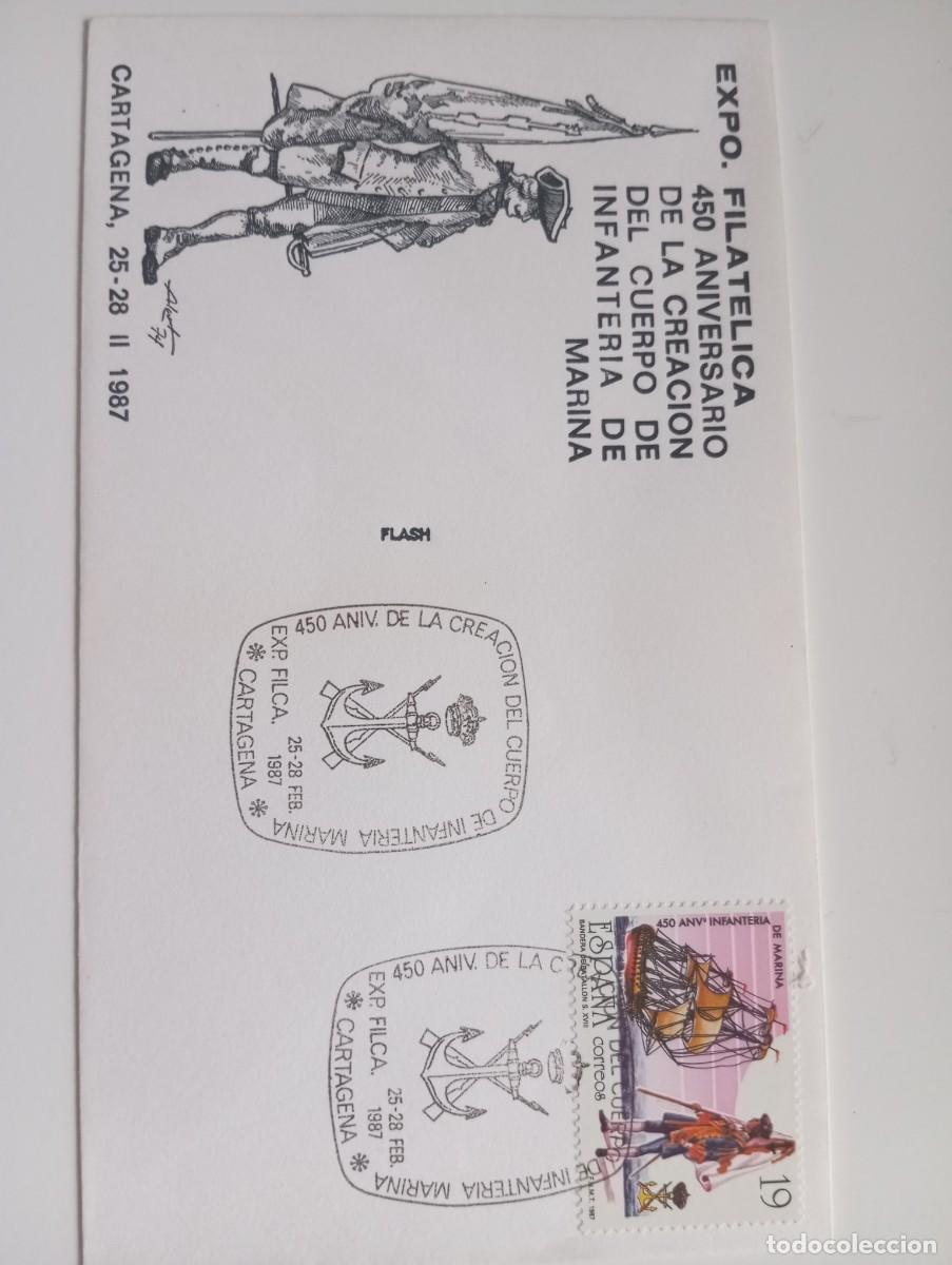 Sellos: ESPA&Ntilde;A, 1987, 450 ANIVERSARIO DE LA INFANTERIA DE MARINA, CARTAGENA