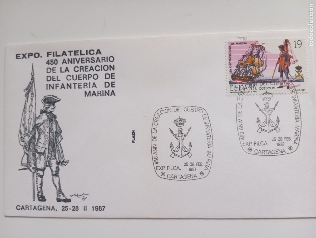 Briefmarken: ESPA&Ntilde;A, 1987, 450 ANIVERSARIO DE LA INFANTERIA DE MARINA, CARTAGENA