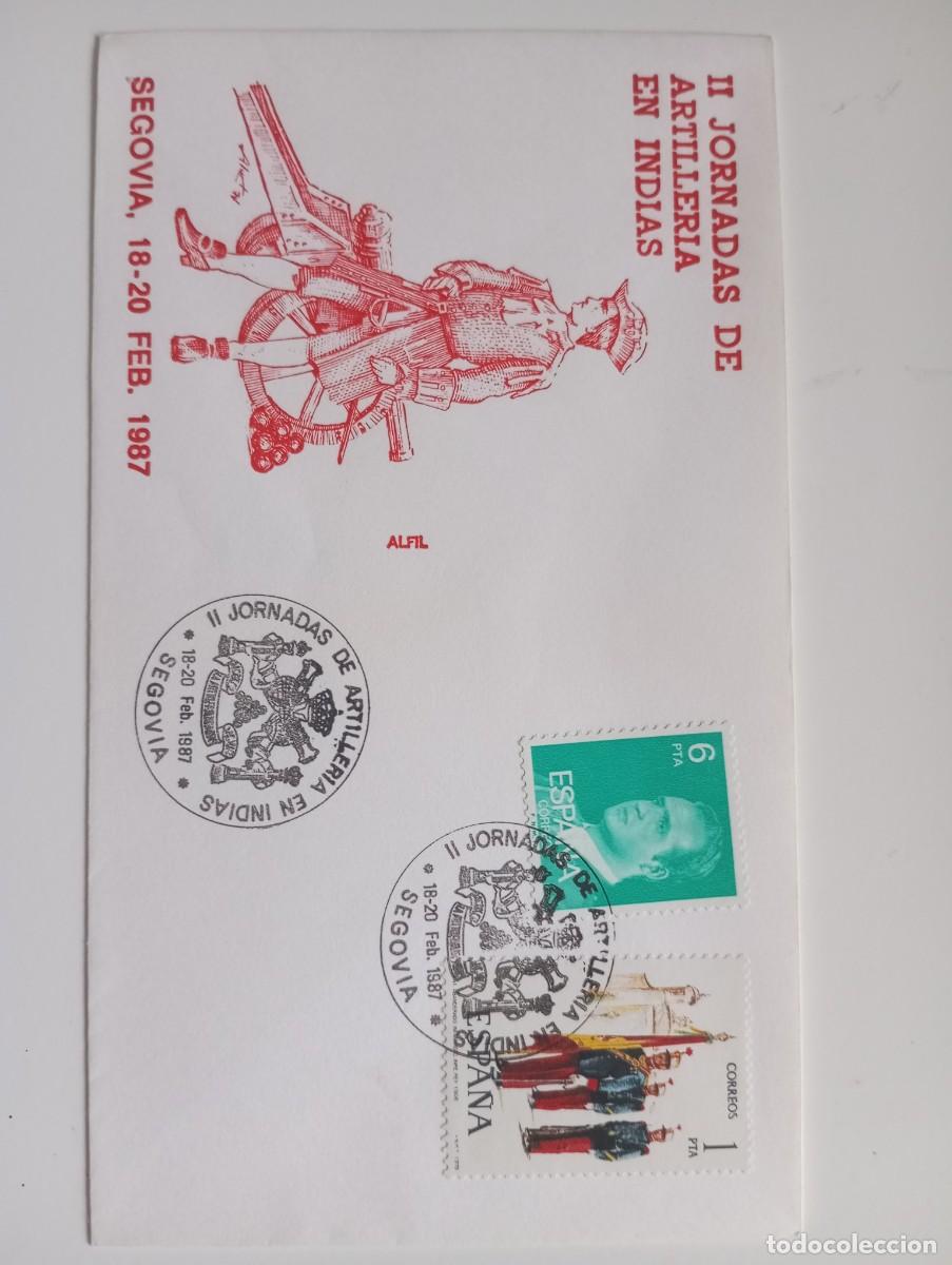 Sellos: ESPA&Ntilde;A, 1987, II JORNADAS ARTILLER&Iacute;A DE INDIAS, SEGOVIA