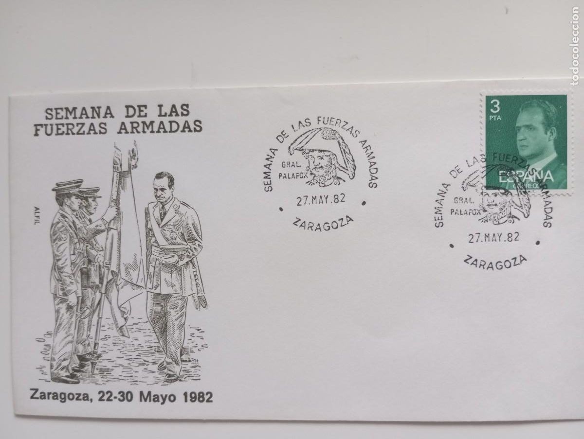Sellos: ESPA&Ntilde;A, 1982, SEMANA DE LAS FUERZAS ARMADAS, ZARAGOZA
