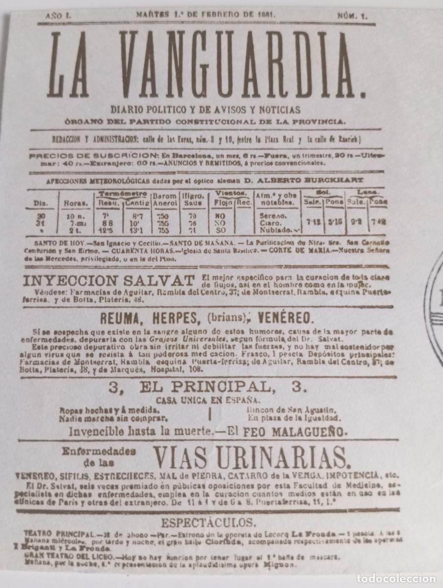 Sellos: ESPA&Ntilde;A, 1981, CENTENARIO DE LA VANGUARDIA - Foto 2