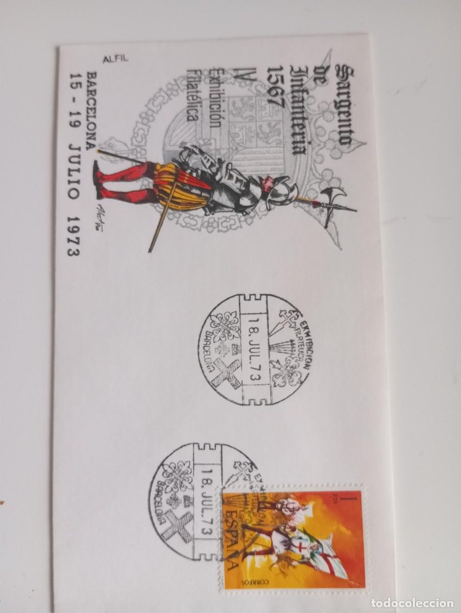 Sellos: ESPA&Ntilde;A, 1973, IV EXHIBICI&Oacute;N FULATELUCA, BARCELONA, SARGENTO INFANTER&Iacute;A,1567