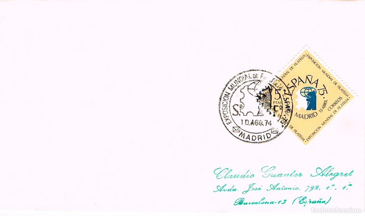Sellos: EDIFIL 2175, EXPOSICION FILATELICA MUNDIAL ESPA&Ntilde;A'75, MATASELLO DEL 10-8--1974