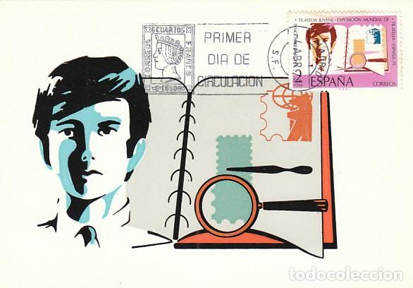 Sellos: EDIFIL 2174, FILSATELIA JUVENIL EN ESPA&Ntilde;A 75, TARJETA MAXIMA DE PRIMER DIA DE 4-4-1974