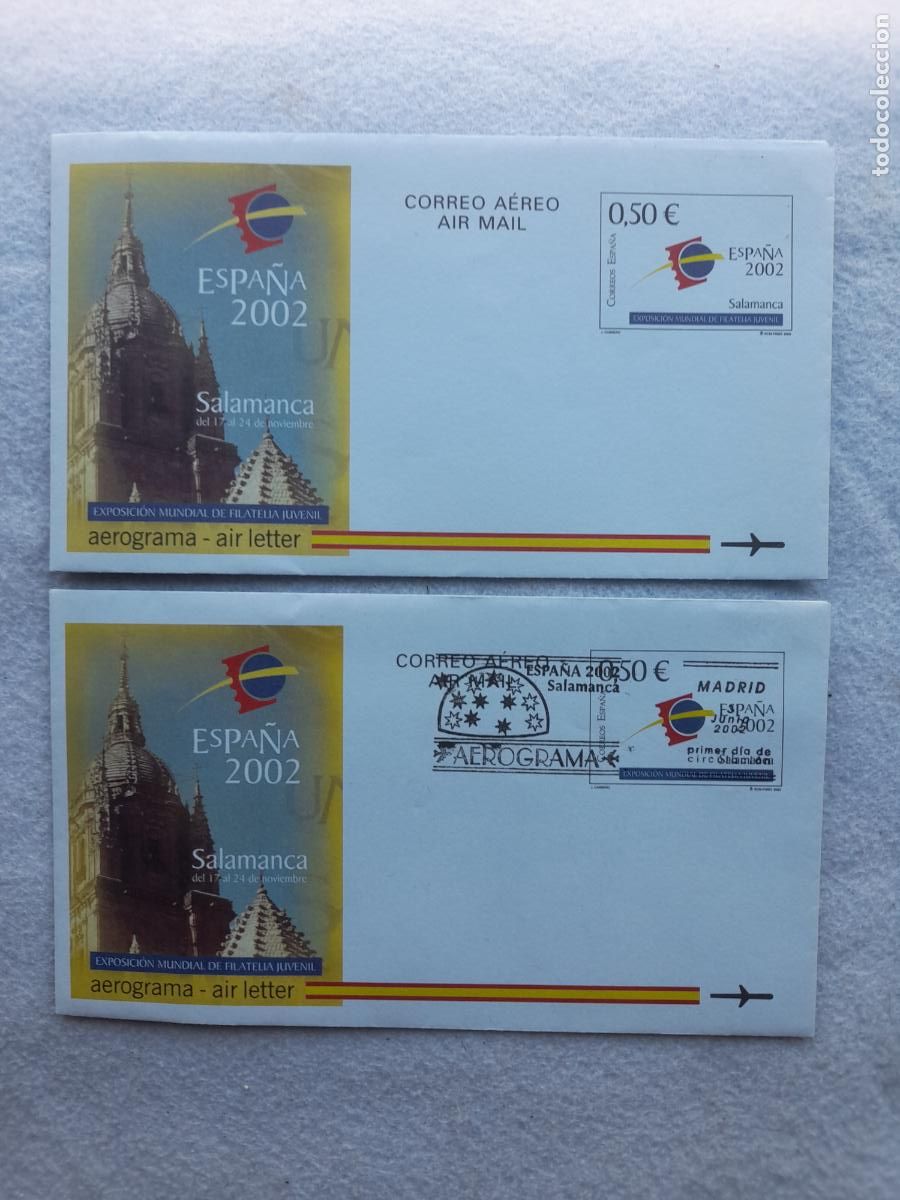 Briefmarken: Lote de 2 Sobres Espa&ntilde;a 2002 Salamanca. Exposici&oacute;n Mundial de Filatelia.