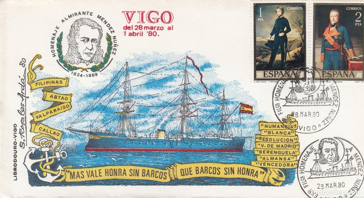 Sellos: MATASELLOS EXP. FILAT&Eacute;LICA HOMENAJE A MENDEZ NU&Ntilde;EZ - VIGO - 1980 ---BONITO SOBRE---