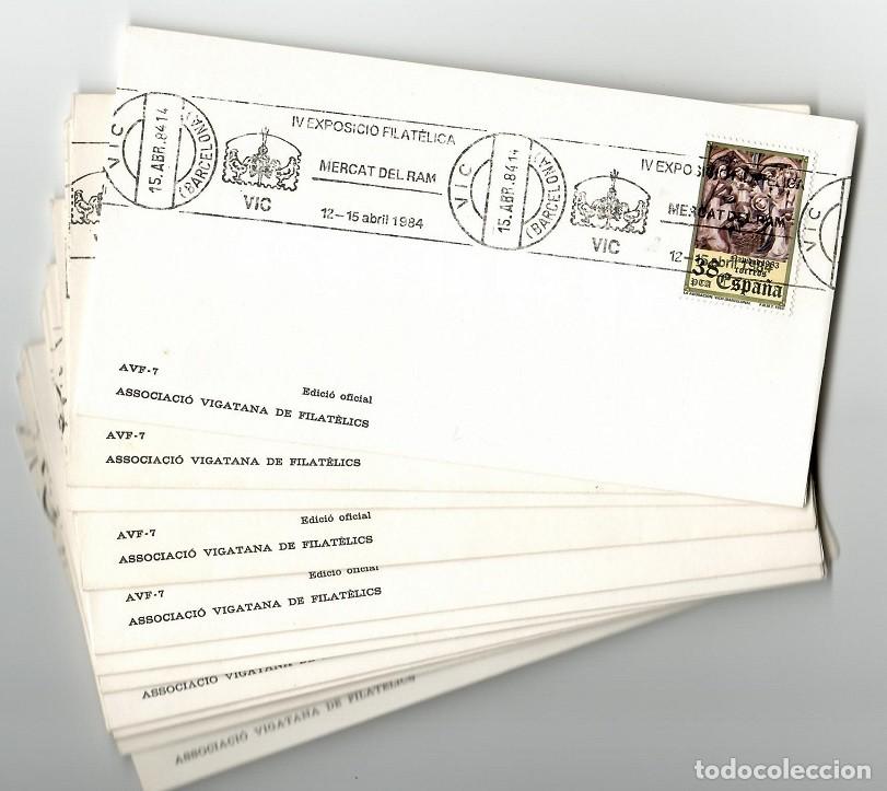 Timbres: 12 Sobres Vic 1984 / IV Exposici&oacute; filat&egrave;lica Mercat del Ram - Associaci&oacute; vigatana de filat&egrave;lics