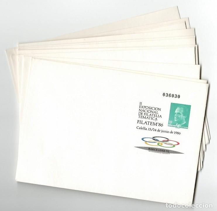 Timbres: 22 Sobres Barcelona 92 - II Exposici&oacute;n Nacional de Filatelia Tem&aacute;tica Filatem 1986 Calella / Reventa
