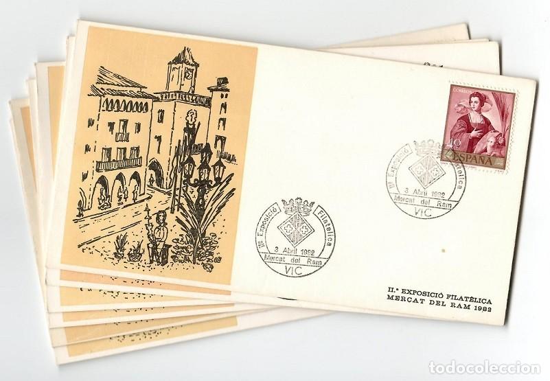 Timbres: 12 Sobres Vic 1982 - II Exposici&oacute; filat&egrave;lica Mercat del Ram / Lote muy comercial