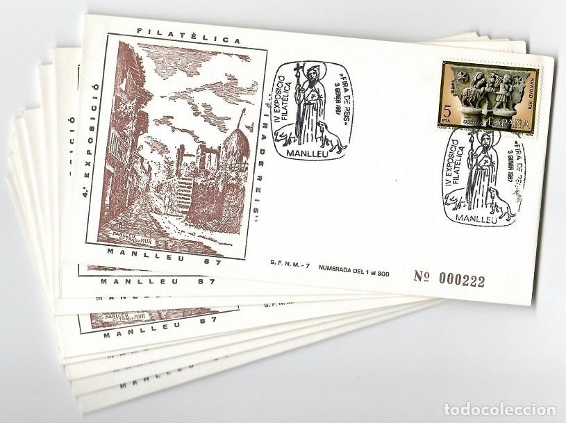 Timbres: 12 Sobres de 300 - Manlleu 87 / IV Exposici&oacute; filat&egrave;liica Fira de Reis - Numerats