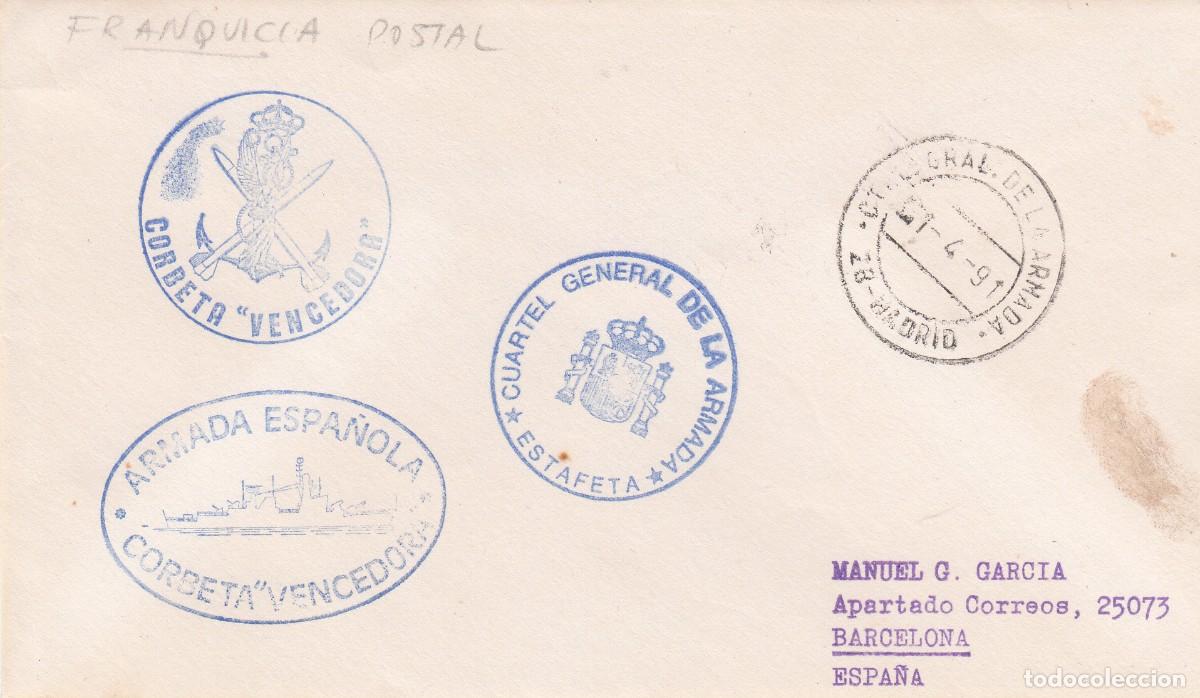 Sellos: MATASELLOS CUARTEL DE LA ARMADA - MADRID EN SOBRE CORBETA VENCEDORA - 1991