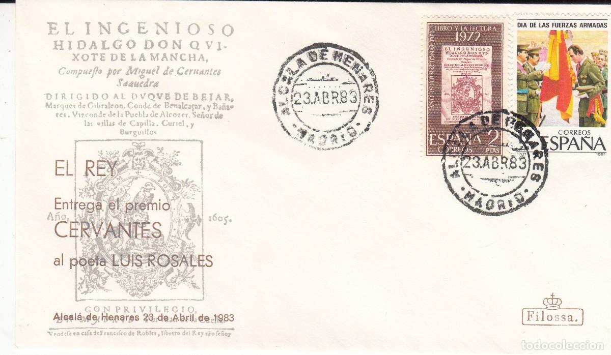 Sellos: MATASELLOS EL REY ENTREGA EL PREMIO CERVANTES A LUIS ROSALES - ALCAL&Aacute; DE HENARES - 1983