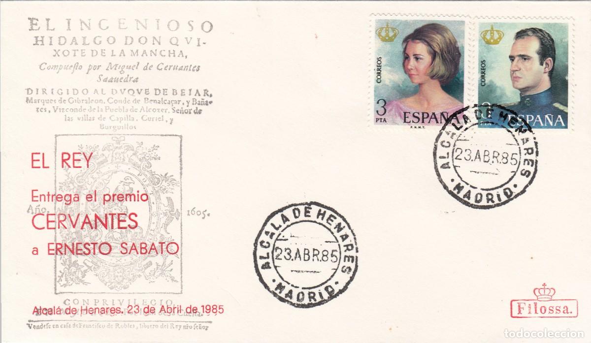 Sellos: MATASELLOS EL REY ENTREGA EL PREMIO CERVANTES A ERNESTO S&Aacute;BATO - ALCAL&Aacute; DE HENARES - 1985