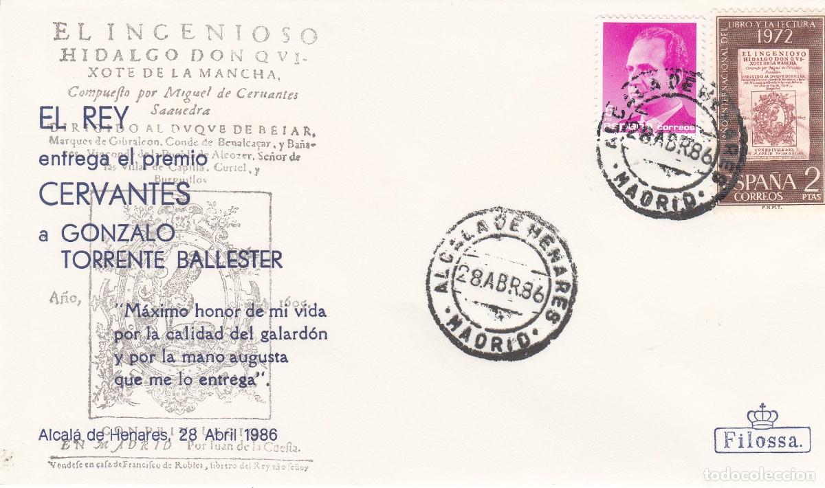Sellos: MATASELLOS REY ENTREGA EL PREMIO CERVANTES A GONZALO TORRENTE BALLESTER- ALCAL&Aacute; DE HENARES - 1986